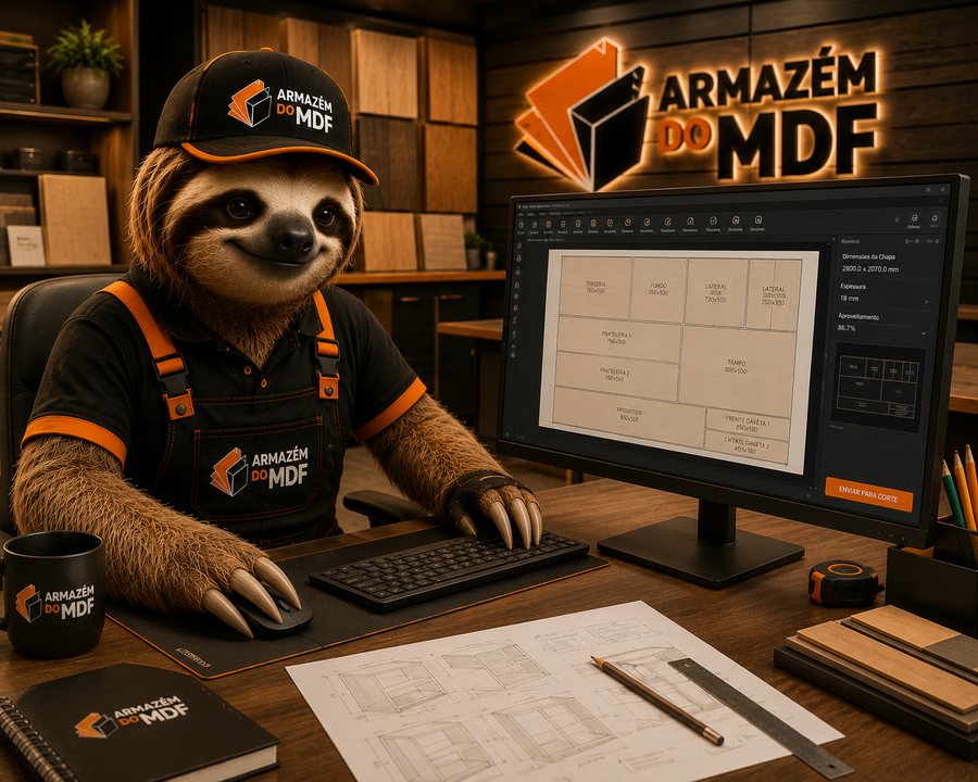 Desenho técnico de corte preparado pelo Armazém do MDF